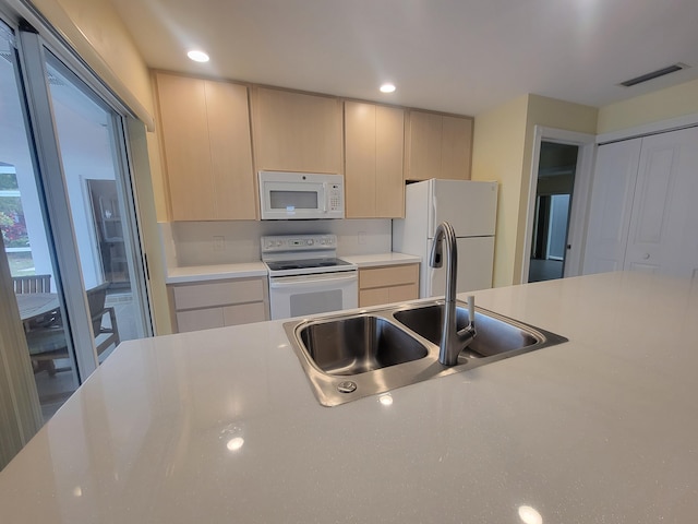 kitchen with white appliances and sink