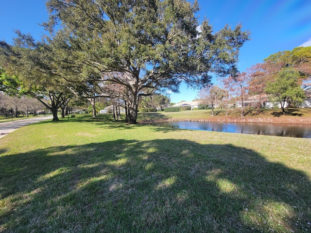 view of yard featuring a water view