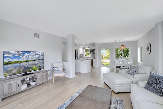 living room featuring light hardwood / wood-style floors