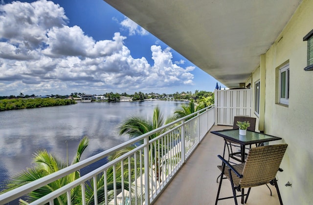 balcony with a water view