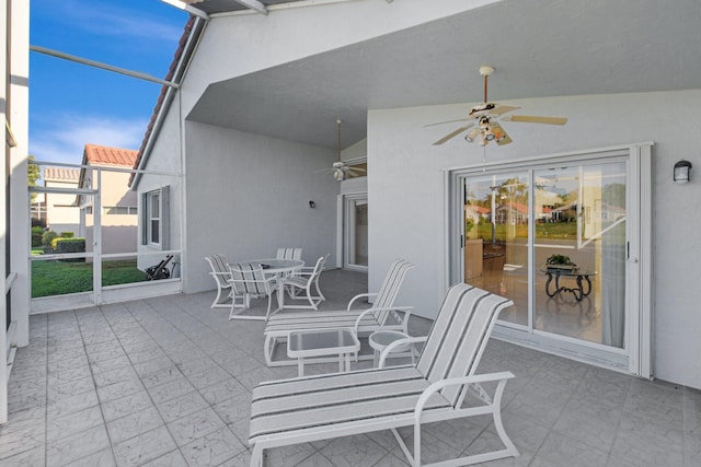 view of patio with ceiling fan