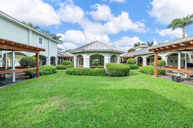 view of yard with a gazebo