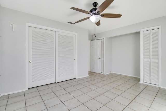 unfurnished bedroom with ceiling fan