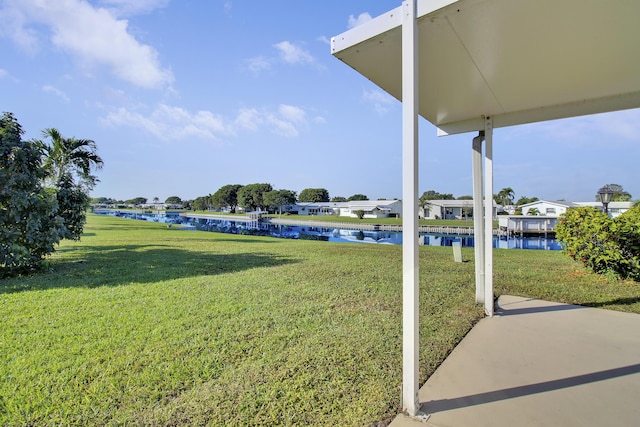 view of yard with a water view