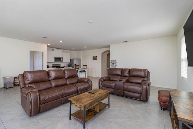 view of tiled living room