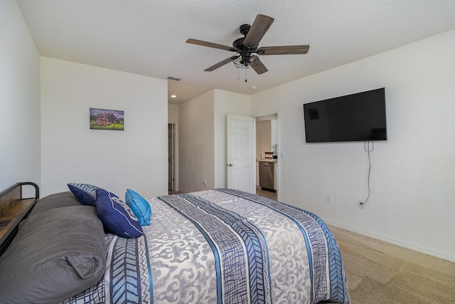 3580 Foggy Mist Rd SE, Palm Bay, FL 32909 - bedroom featuring light colored carpet, a ceiling fan, and baseboards