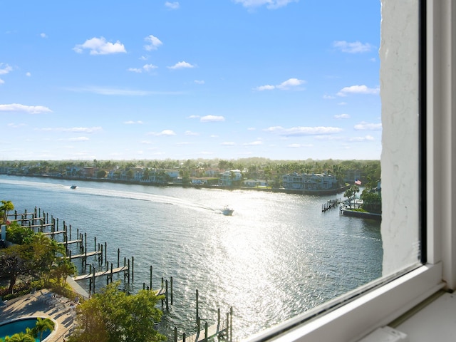 view of water feature featuring a boat dock