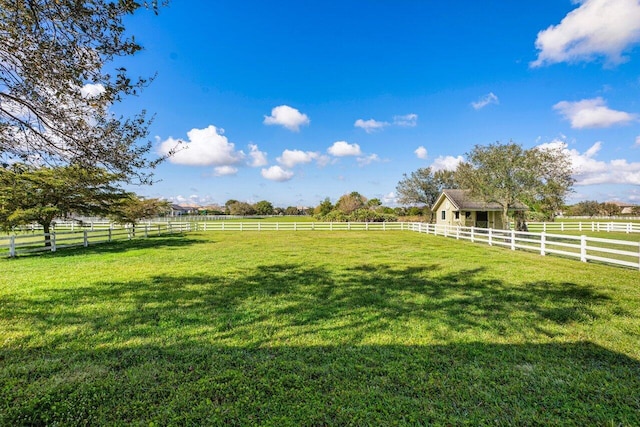 view of yard with a rural view