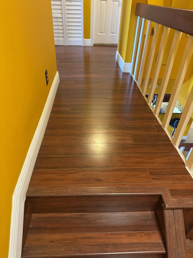 hall featuring dark hardwood / wood-style floors