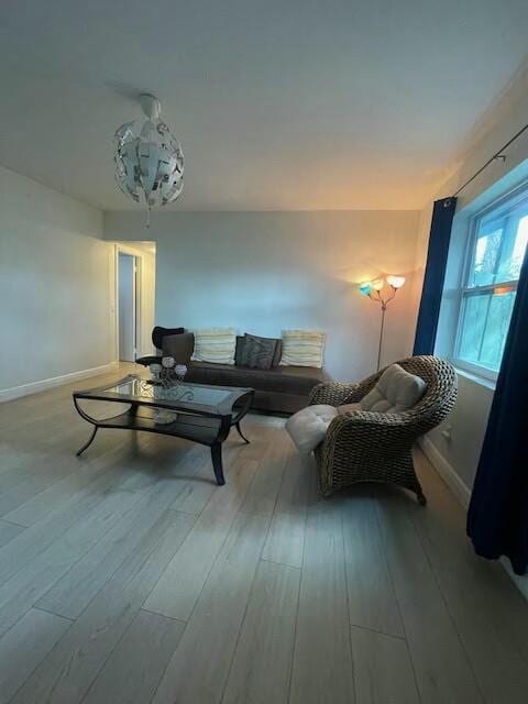 living room featuring light hardwood / wood-style floors