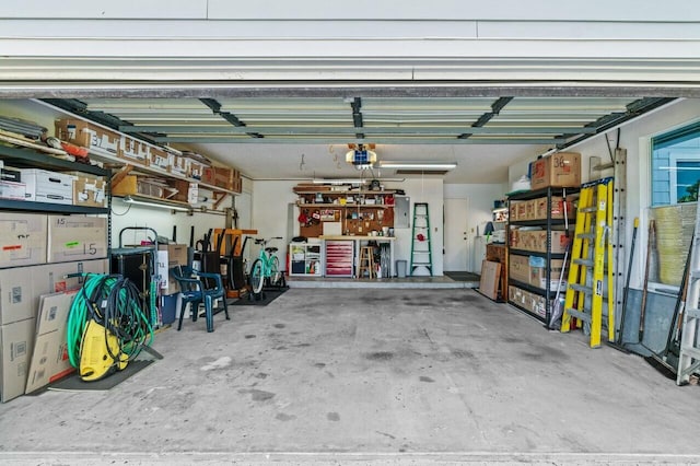 garage with a garage door opener