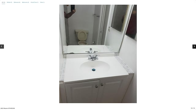 bathroom with vanity and toilet