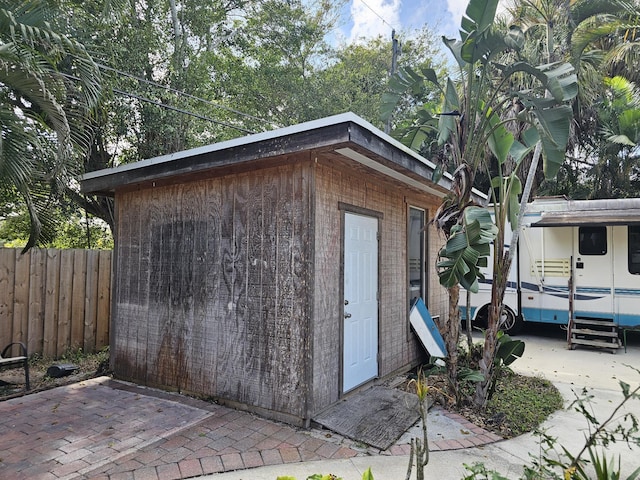 view of outdoor structure featuring central AC unit