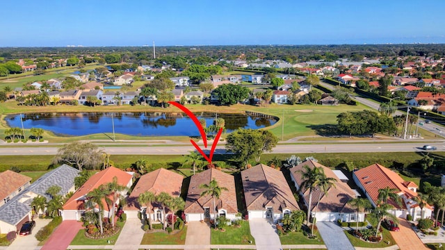 bird's eye view featuring a water view