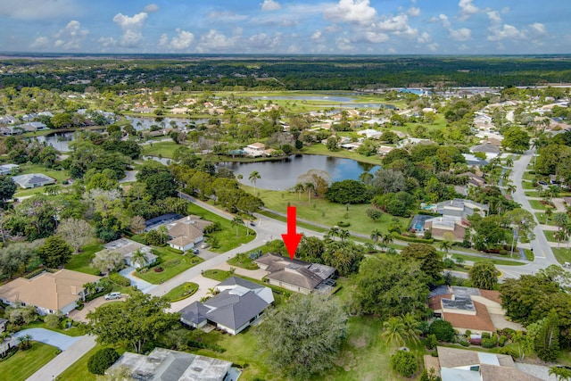 bird's eye view featuring a water view