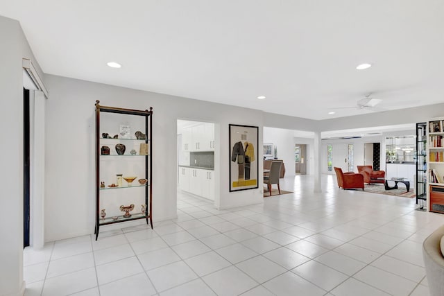 interior space featuring light tile patterned floors