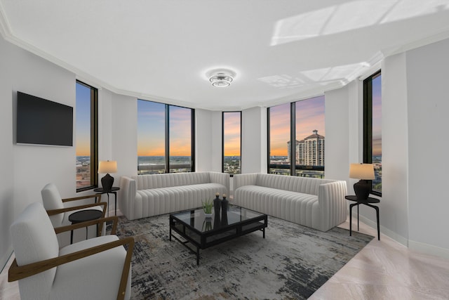 living room featuring a wealth of natural light