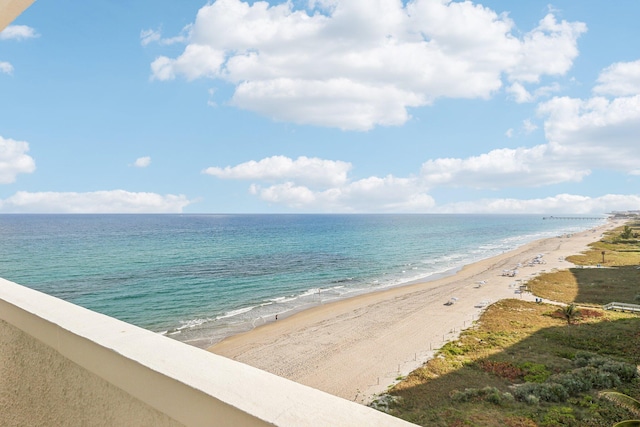 property view of water with a beach view