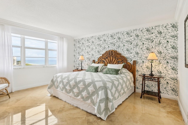 bedroom featuring ornamental molding