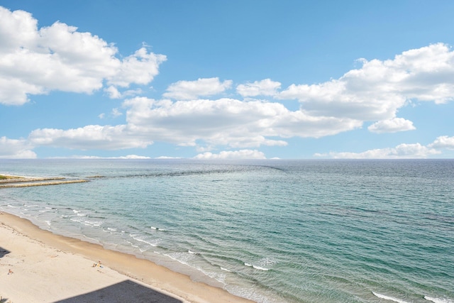 view of water feature featuring a beach view