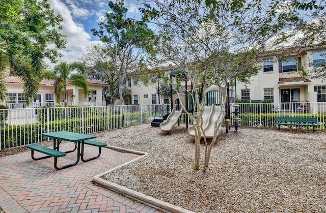 community play area with fence