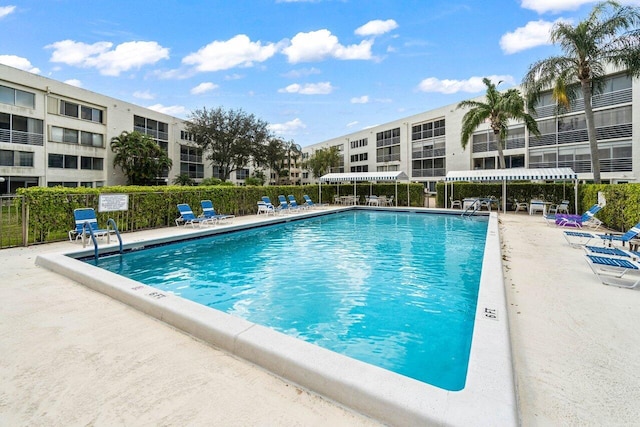 view of pool featuring a patio