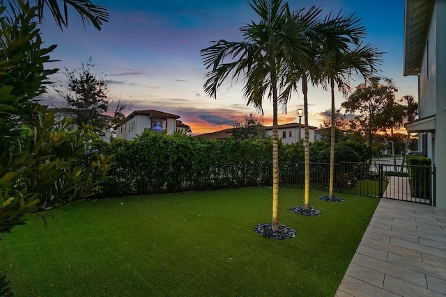 view of yard at dusk