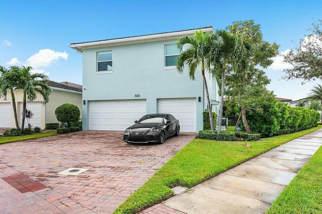 exterior space with a garage