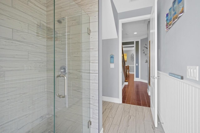 bathroom featuring an enclosed shower