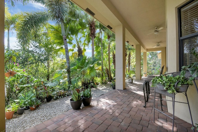 view of patio with ceiling fan