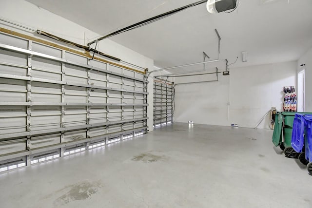 garage with a garage door opener