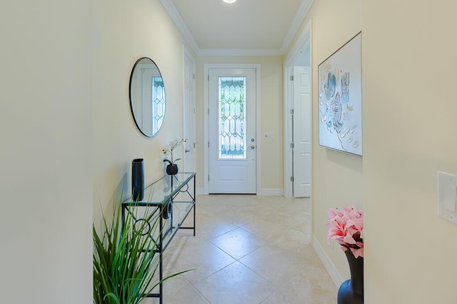 entryway with crown molding