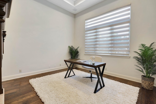 office featuring dark wood-type flooring