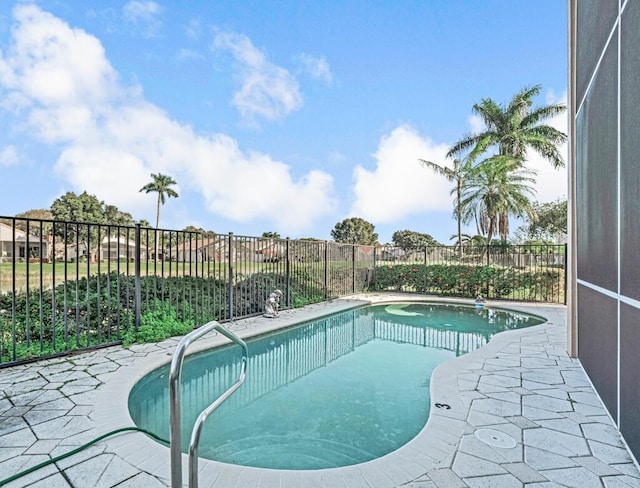 view of swimming pool featuring a patio area