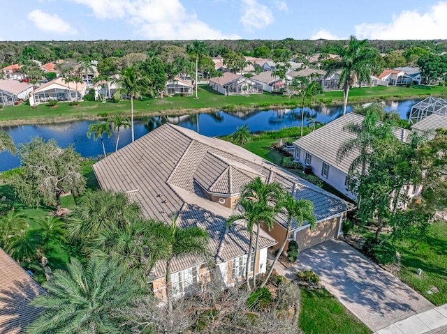 bird's eye view featuring a water view