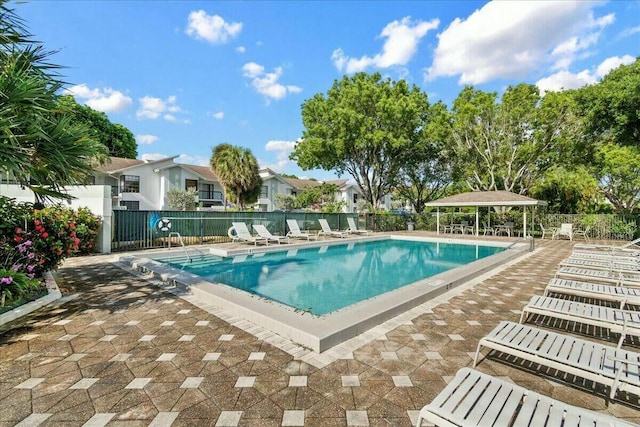 view of pool with a gazebo and a patio area