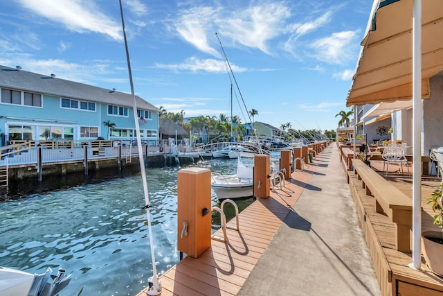 dock area with a water view