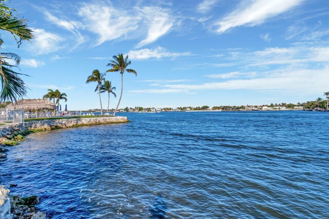 view of dock featuring a water view