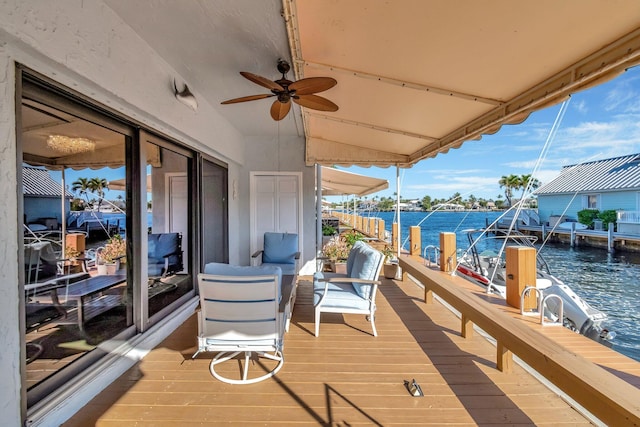 dock area featuring a water view