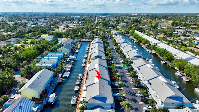 bird's eye view featuring a water view