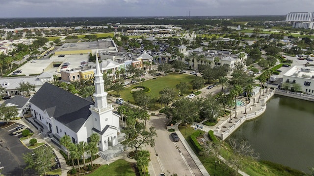 bird's eye view featuring a water view