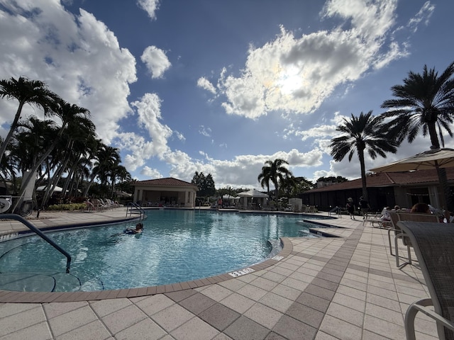 view of pool with a gazebo and a patio area