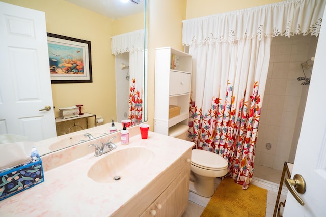 165 Cypress Trce, Royal Palm Beach, FL 33411 - bathroom featuring vanity, tiled shower, toilet, and tile patterned floors