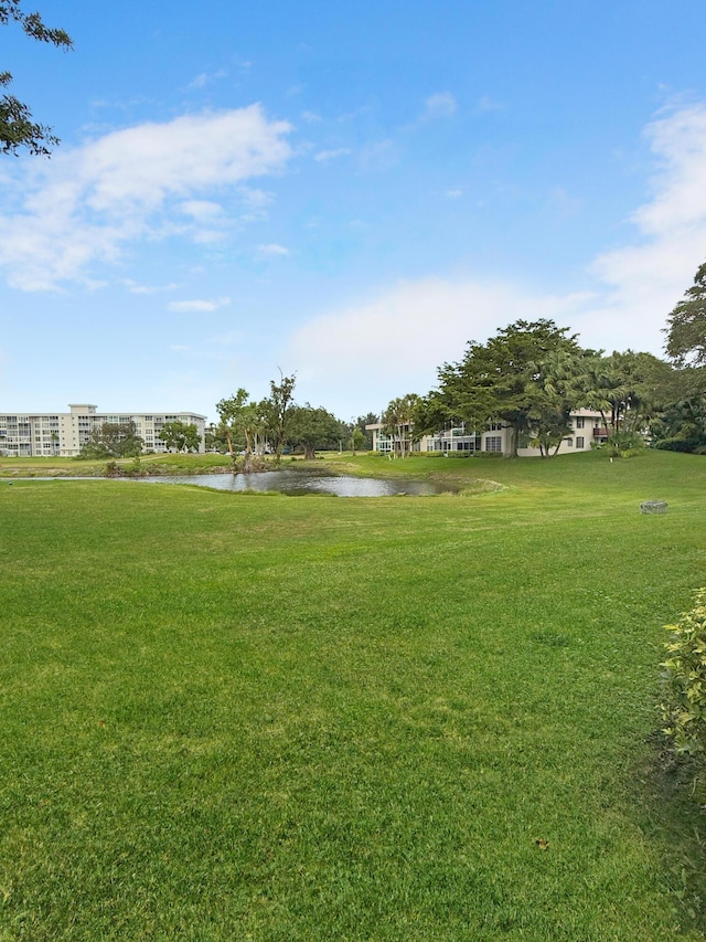 view of yard with a water view