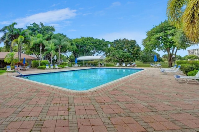 view of pool featuring a patio area