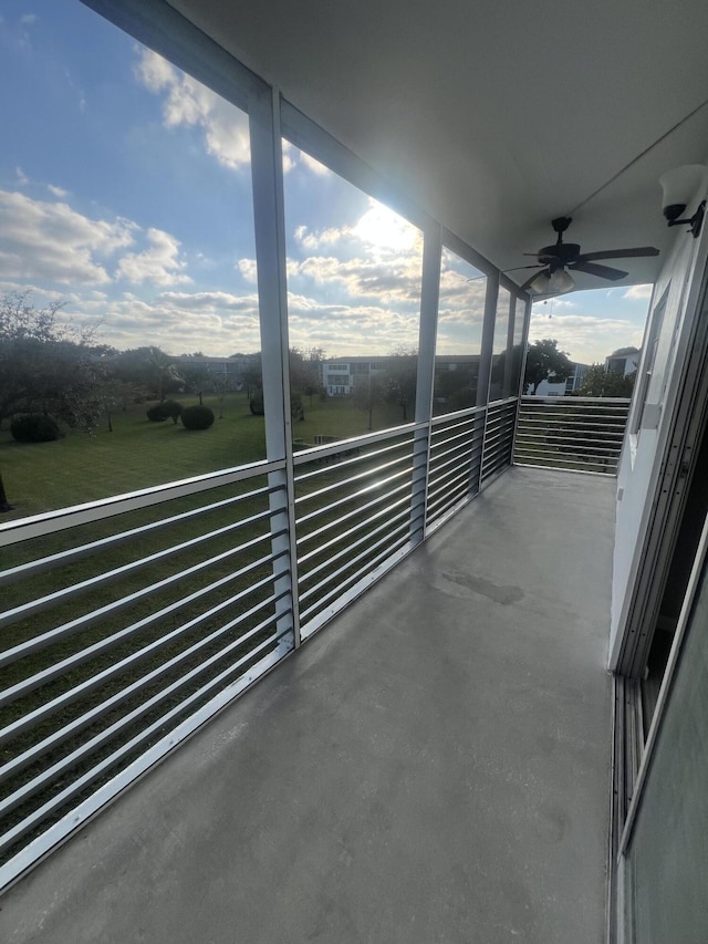 balcony with ceiling fan