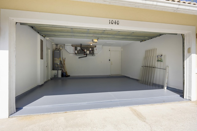 garage featuring water heater