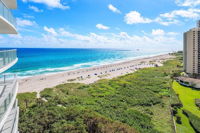 property view of water with a beach view