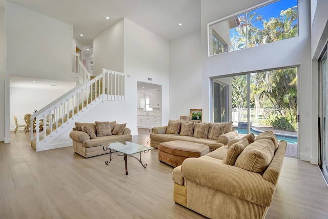 living room with light wood-type flooring