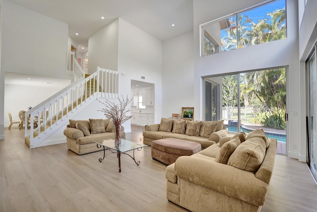 living room featuring light hardwood / wood-style floors